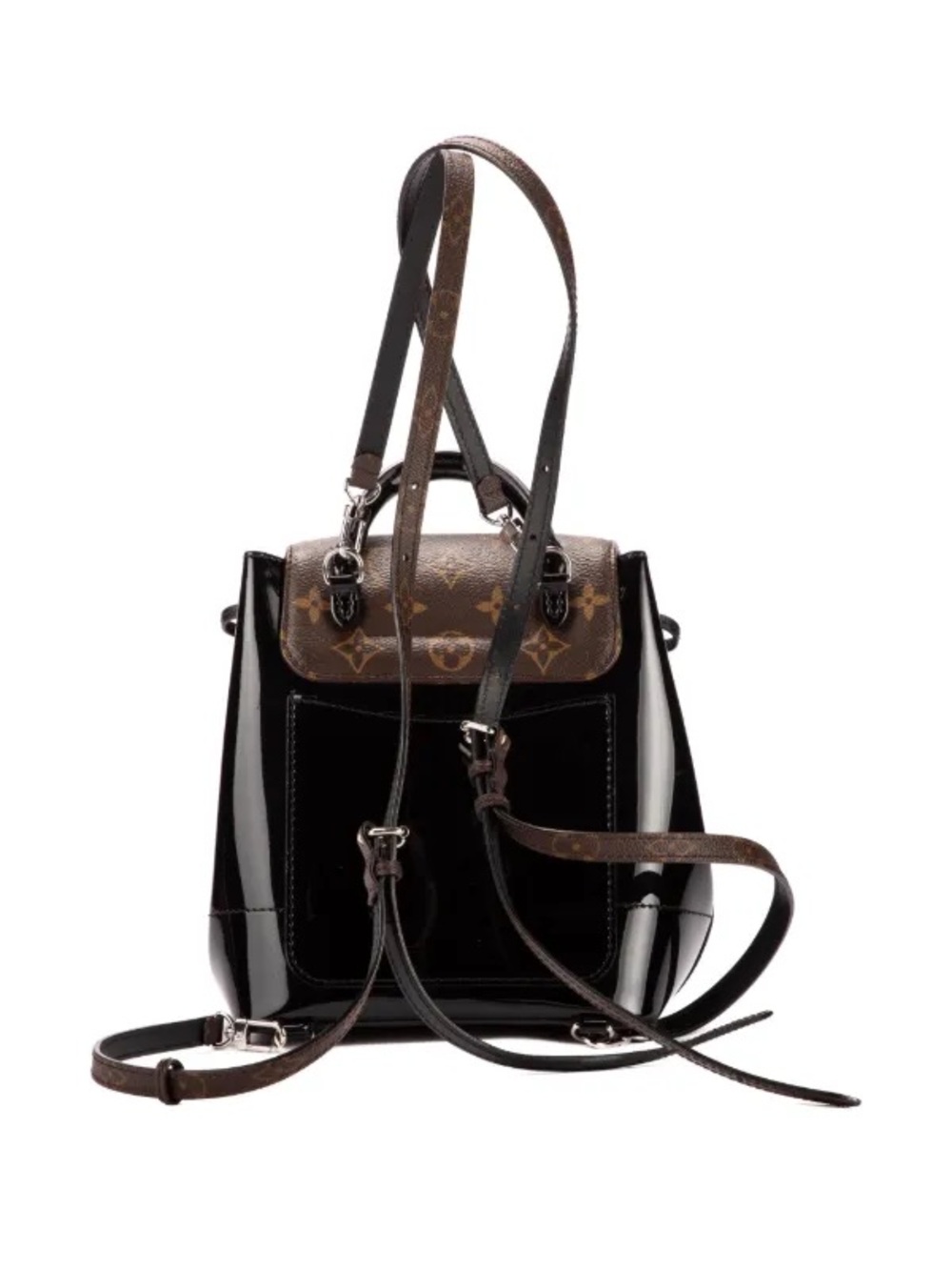 Louis Vuitton Black Patent & Brown Monogram Small Backpack, Original Box, Unused - Picture 3 of 5